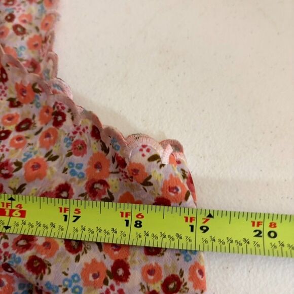 LC Lauren Conrad Tank Top Women's Medium Floral V-Neck Scalloped Boho Shirt - Picture 8 of 8